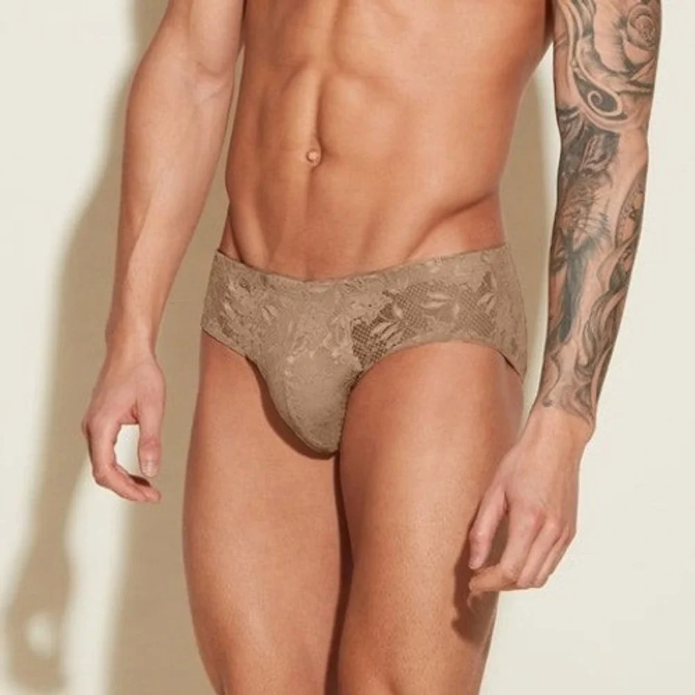 Cosabella Men's Luxury Italian Lace Comfort Micro Brief Brown